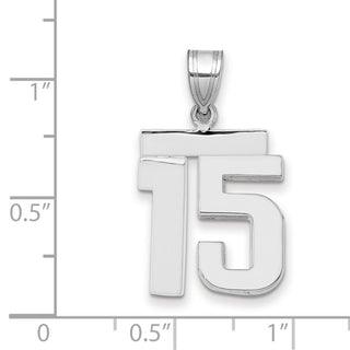 14k White Gold Medium Polished Number 15 Charm