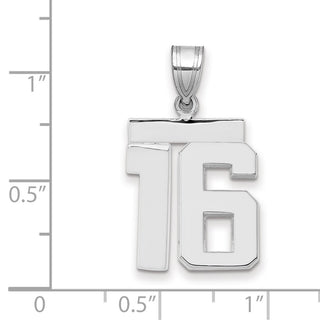 14k White Gold Medium Polished Number 16 Pendant