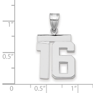 14k White Gold Medium Polished Number 16 Charm