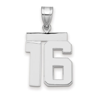 14k White Gold Medium Polished Number 16 Pendant
