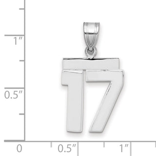 14k White Gold Medium Polished Number 17 Pendant
