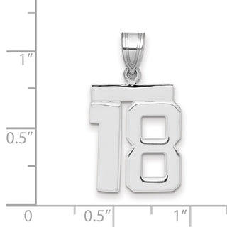 14k White Gold Medium Polished Number 18 Pendant