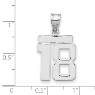 14k White Gold Medium Polished Number 18 Charm