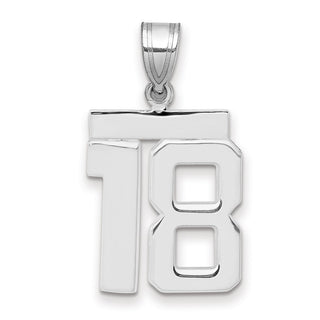 14k White Gold Medium Polished Number 18 Pendant