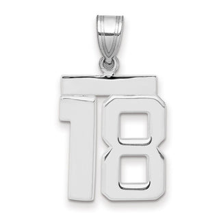 14k White Gold Medium Polished Number 18 Charm