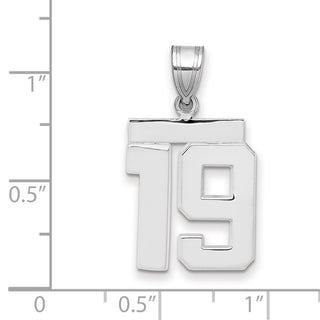 14k White Gold Medium Polished Number 19 Pendant
