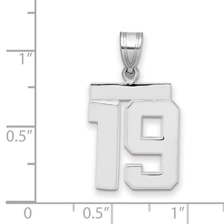14k White Gold Medium Polished Number 19 Pendant