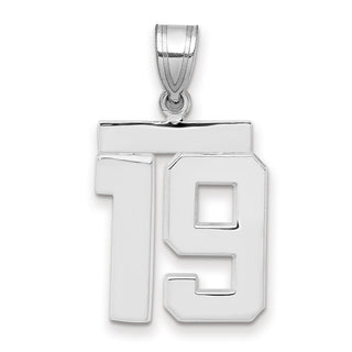 14k White Gold Medium Polished Number 19 Pendant