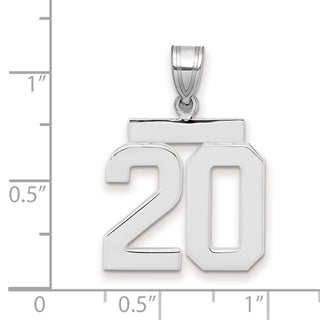 14k White Gold Medium Polished Number 20 Pendant