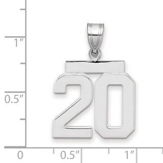 14k White Gold Medium Polished Number 20 Pendant