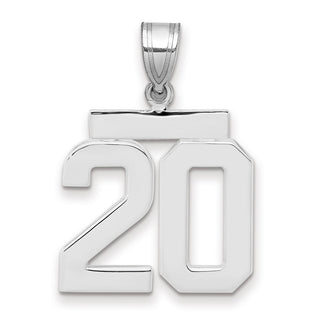 14k White Gold Medium Polished Number 20 Pendant