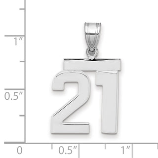 14k White Gold Medium Polished Number 21 Pendant