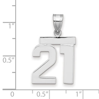 14k White Gold Medium Polished Number 21 Pendant