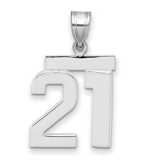 14k White Gold Medium Polished Number 21 Pendant