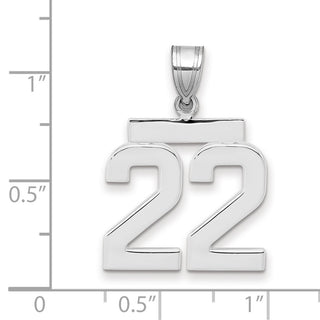 14k White Gold Medium Polished Number 22 Pendant