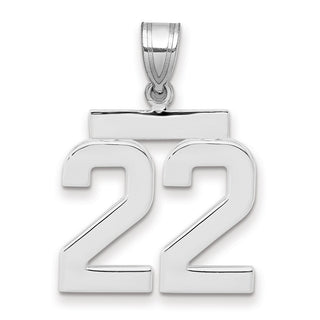 14k White Gold Medium Polished Number 22 Pendant