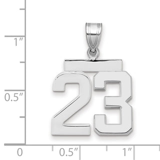 14k White Gold Medium Polished Number 23 Pendant
