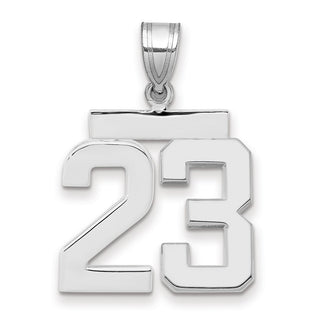 14k White Gold Medium Polished Number 23 Pendant