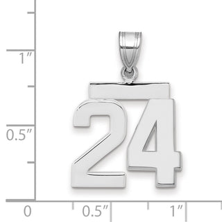 14k White Gold Medium Polished Number 24 Pendant