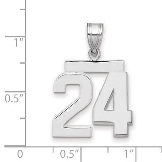 14k White Gold Medium Polished Number 24 Pendant