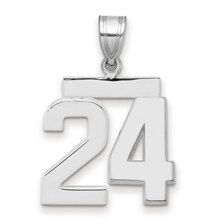 14k White Gold Medium Polished Number 24 Pendant