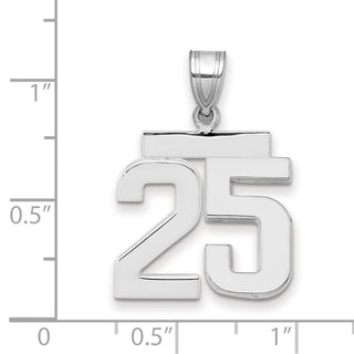 14k White Gold Medium Polished Number 25 Pendant