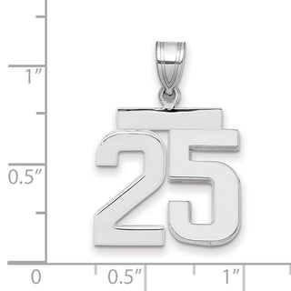 14k White Gold Medium Polished Number 25 Charm