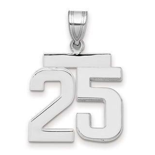14k White Gold Medium Polished Number 25 Pendant