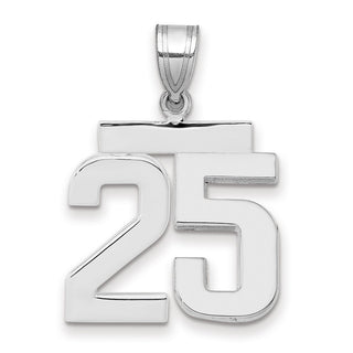 14k White Gold Medium Polished Number 25 Charm