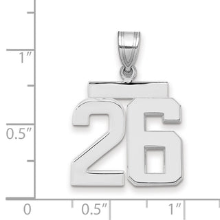 14k White Gold Medium Polished Number 26 Pendant