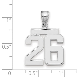 14k White Gold Medium Polished Number 26 Charm