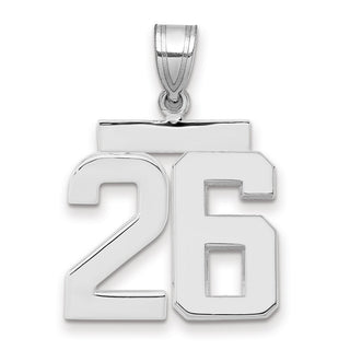14k White Gold Medium Polished Number 26 Pendant