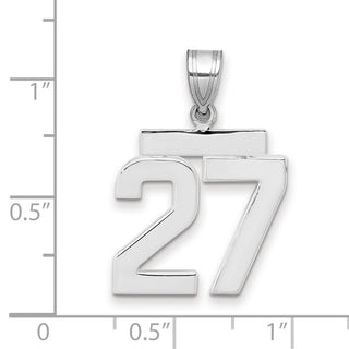 14k White Gold Medium Polished Number 27 Pendant