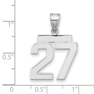 14k White Gold Medium Polished Number 27 Pendant