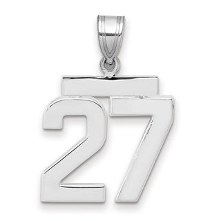 14k White Gold Medium Polished Number 27 Pendant