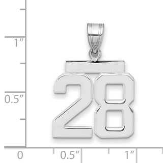 14k White Gold Medium Polished Number 28 Pendant