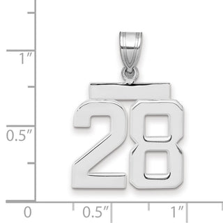 14k White Gold Medium Polished Number 28 Pendant