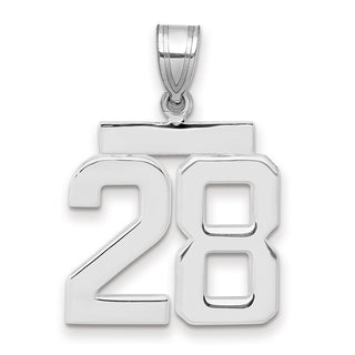 14k White Gold Medium Polished Number 28 Pendant