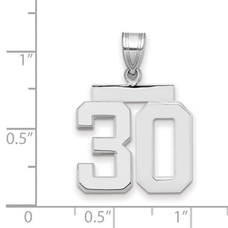 14k White Gold Medium Polished Number 30 Pendant