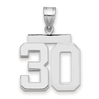 14k White Gold Medium Polished Number 30 Pendant