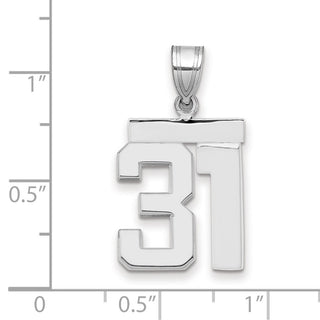 14k White Gold Medium Polished Number 31 Charm