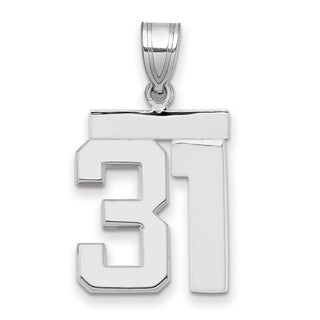 14k White Gold Medium Polished Number 31 Pendant