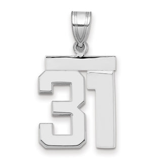 14k White Gold Medium Polished Number 31 Charm