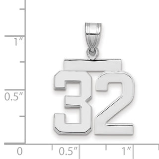 14k White Gold Medium Polished Number 32 Pendant