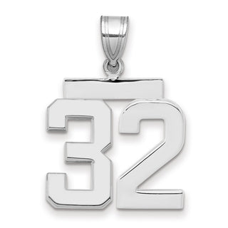 14k White Gold Medium Polished Number 32 Pendant