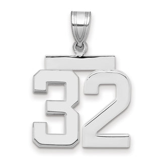 14k White Gold Medium Polished Number 32 Charm