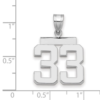 14k White Gold Medium Polished Number 33 Pendant