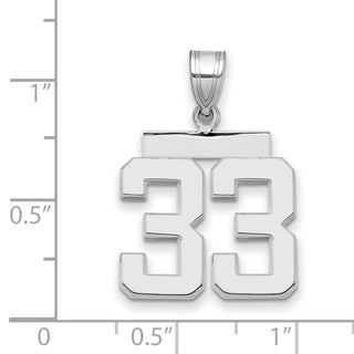 14k White Gold Medium Polished Number 33 Pendant