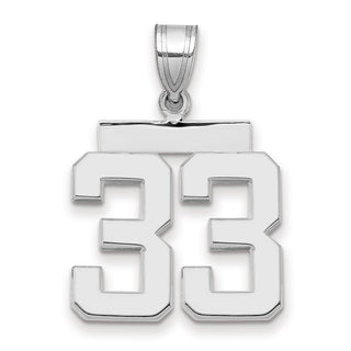 14k White Gold Medium Polished Number 33 Pendant