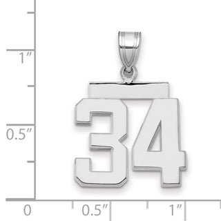 14k White Gold Medium Polished Number 34 Pendant